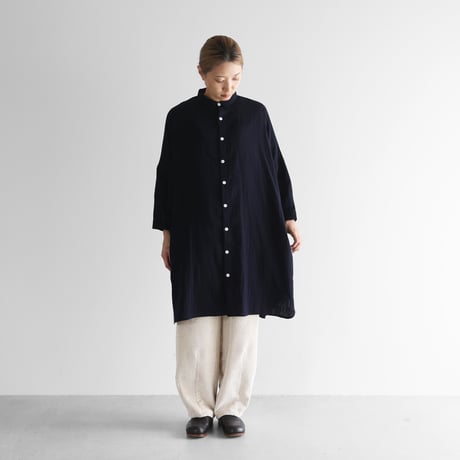 HUIS ハウス　長袖ブラウン やわらかコットンロングシャツ・ブラウンベージュが入荷しました