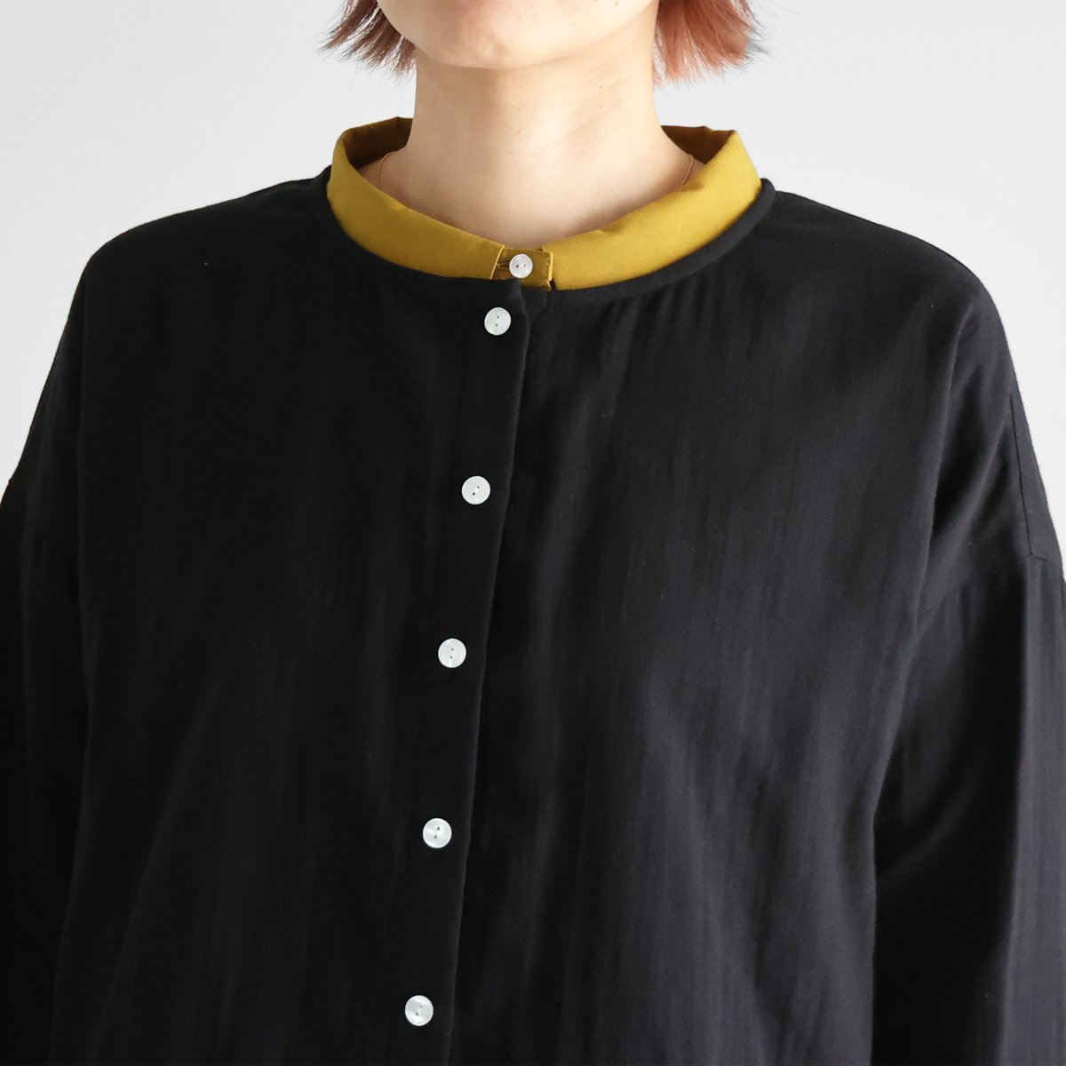 HUIS ハウス遠州織物 シャトルリネンショートカーディガン（ブラック） シャトルリネンジャガードショートカーディガン（フレンチ