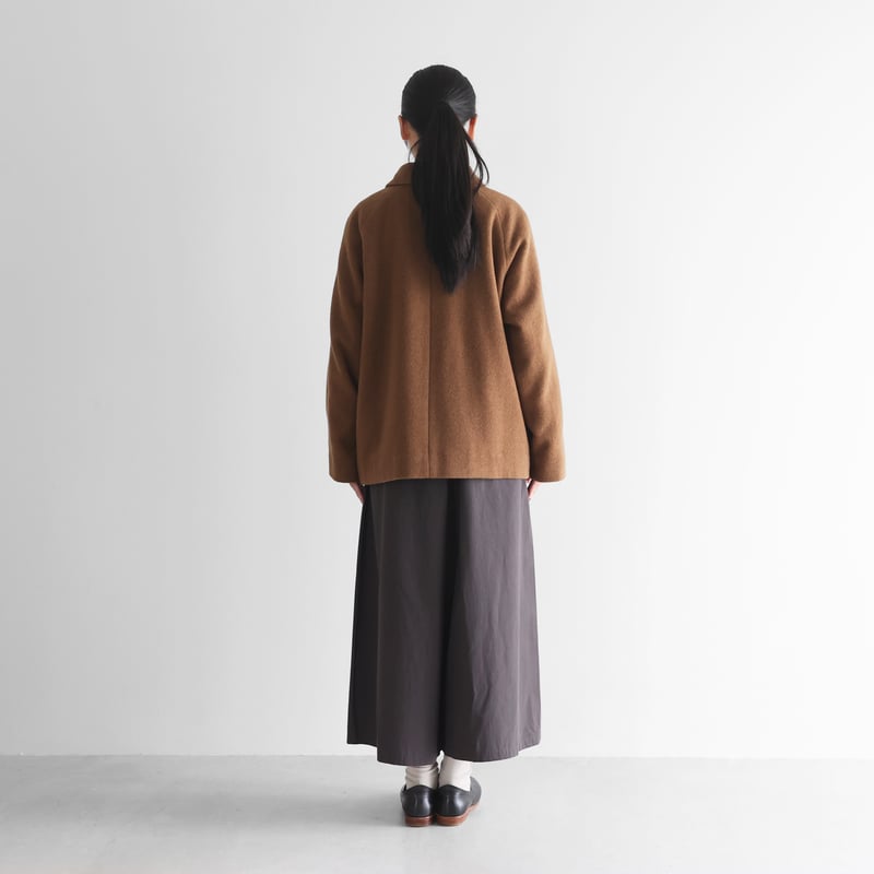 HUIS×尾州”縮絨ウールフランネルショートコート（ブラウン）【ユニ