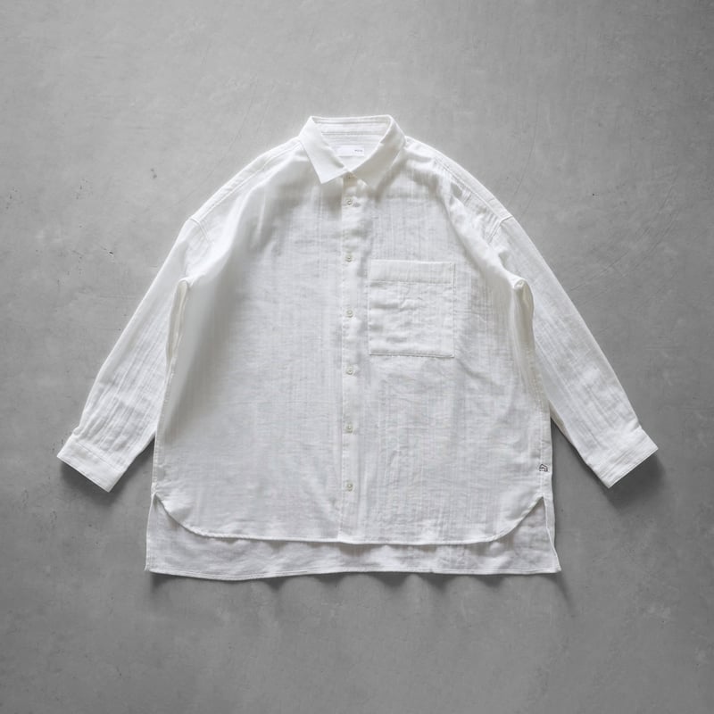 シャトルダブルガーゼオーバーシャツ（白）【ユニセックス】018 | HUIS