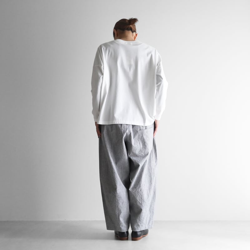 綿麻(コットンリネン)バフクロスバルーンパンツロング（グレー）【ユニ