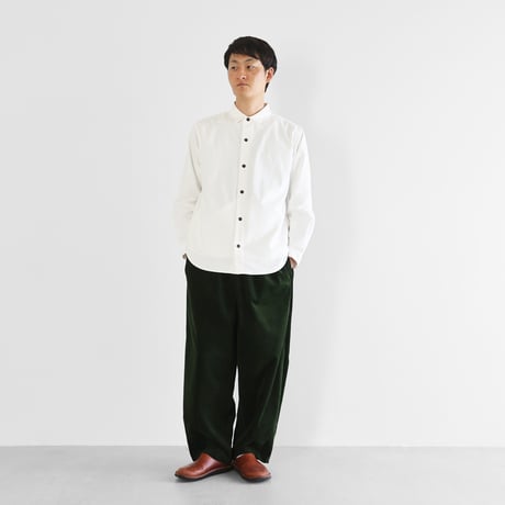 【HUIS.】 綿ウールタイプライタークロススカートパンツ ダークカーキ タイプライタークロスロングスカート U402が再入荷しました