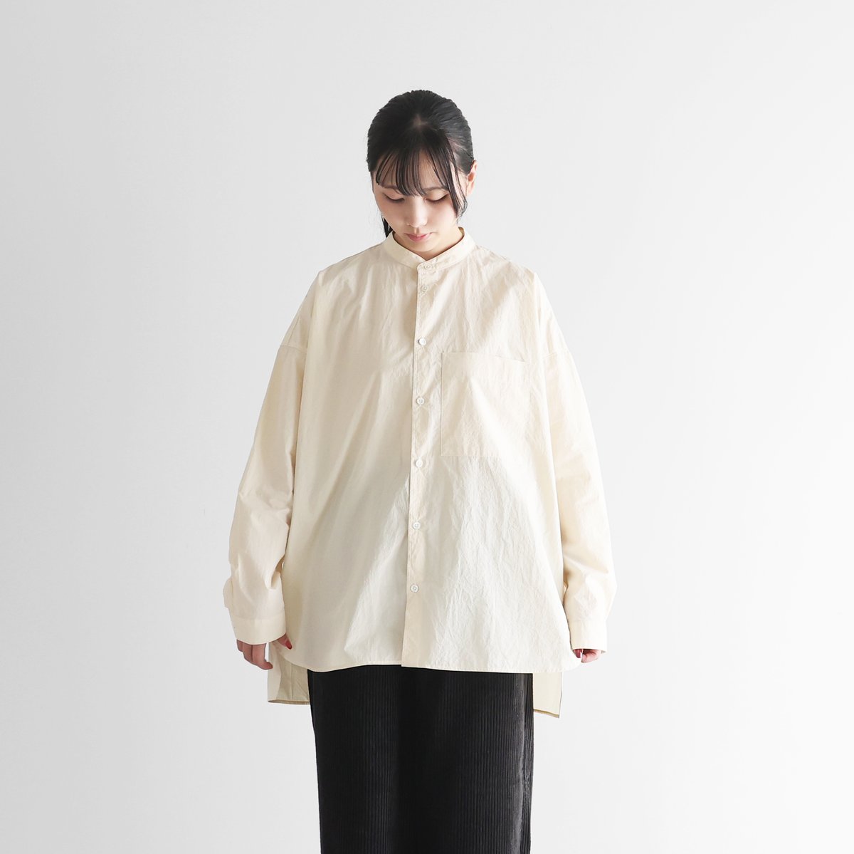 HUIS 遠州織物　ノーカラーシャツジャケット （オレガノ）【ユニセックス】 HUIS 遠州織物 ノーカラーシャツジャケット （オレガノ）【ユニセックス】