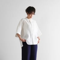 オーガニックコットン刺繍ロングシャツ（白）【ユニセックス】004EM