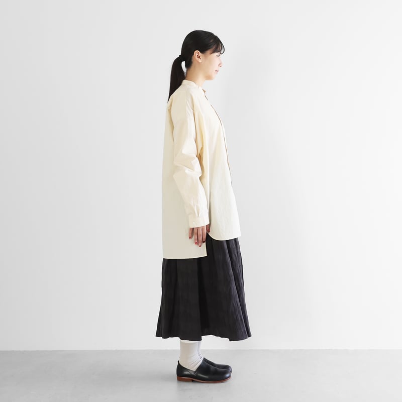 ばちばちタイプライタークロスバンドカラーオーバーシャツL（きなり