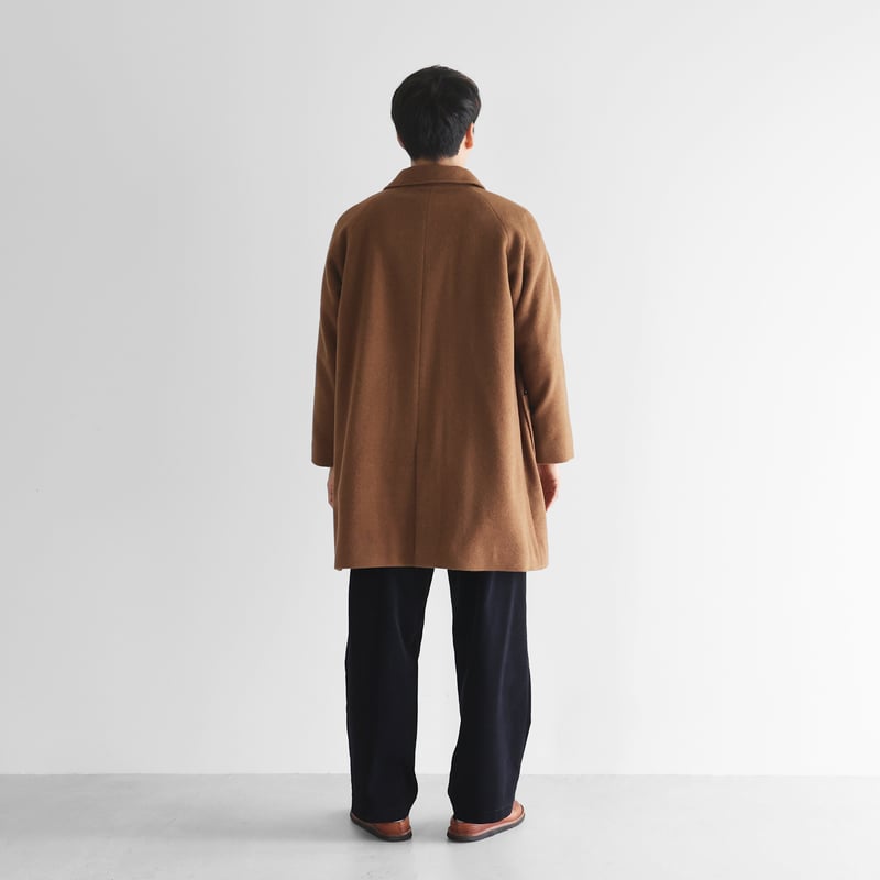 HUIS×尾州”縮絨ウールフランネルミドルコート （ブラウン）【ユニ