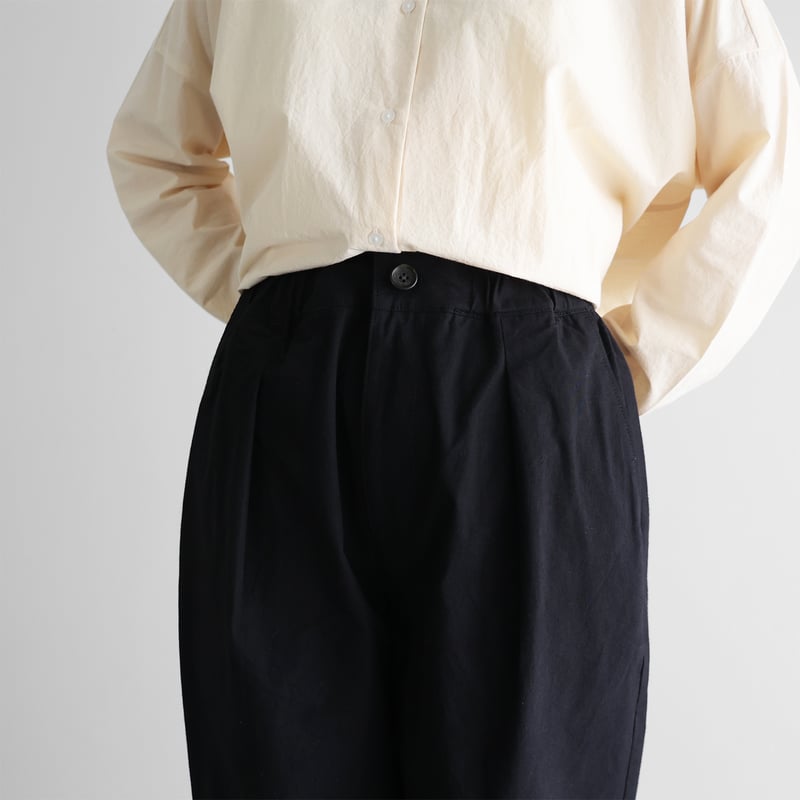 先染めバフクロスセミワイドパンツ（ブラック）【ユニセックス】512