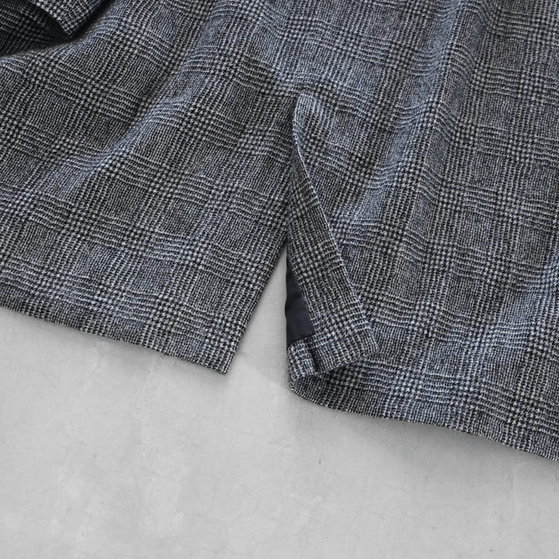 HUIS×尾州”縮絨ウールミドルコート （グレンチェック）【ユニセックス