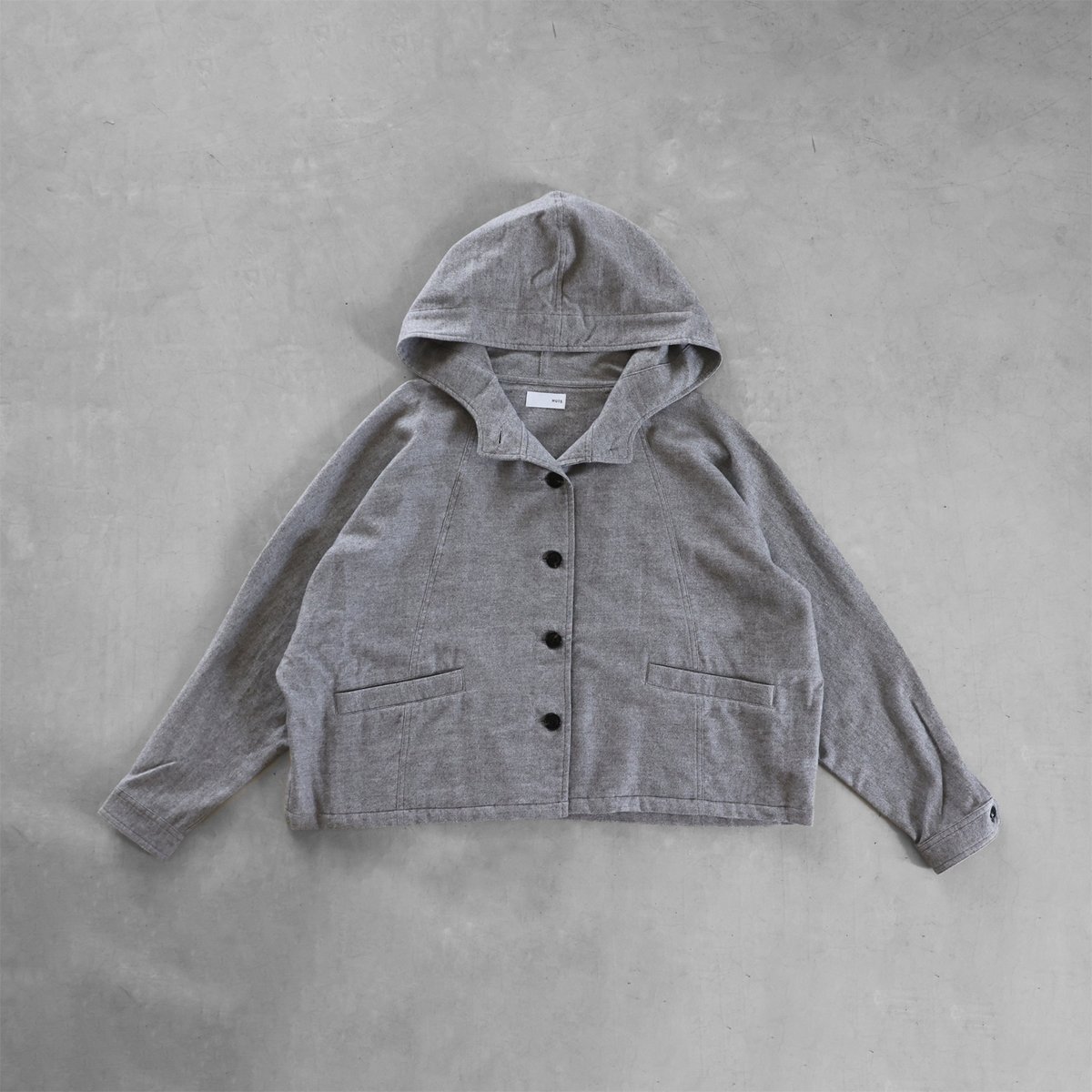 HUIS 遠州織物　ヤク綾ネイルポンチョ　315 HUIS | ヤクウール綾ネルポンチョ（ダークグレー）【レディス