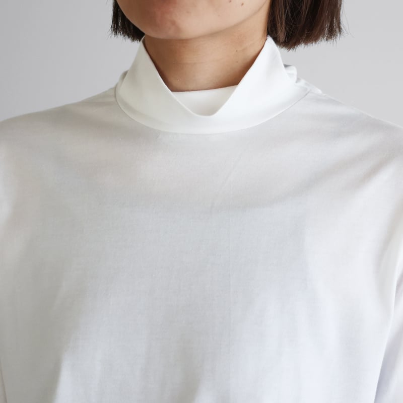 HUIS in house］SUVIN COTTON長袖タートルネックカットソー（白）【ユニ