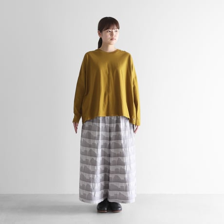 先染め朱子織シャトルジャガードスカートパンツ（ライトグレー）【ユニセックス】505