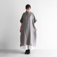 シャトルリネンライトショートスリーブロングシャツ（ライトグレー）【ユニセックス】014
