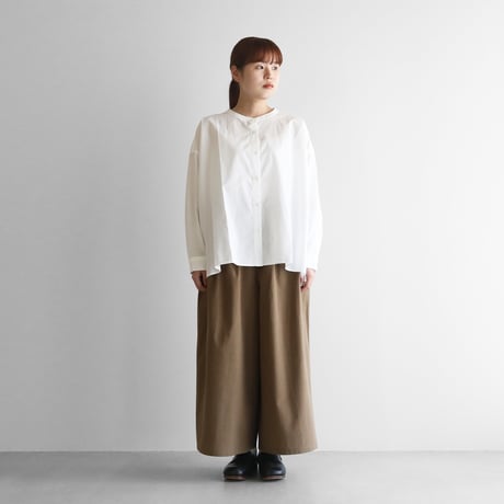 綿ウールタイプライタークロススカートパンツ（チャコールブラウン）【ユニセックス】505