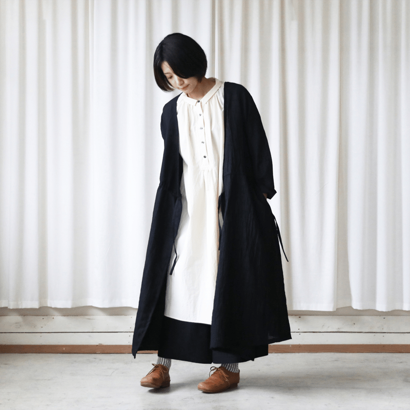 ウォッシャブルウールカシュクールワンピース（ブラック）【レディス