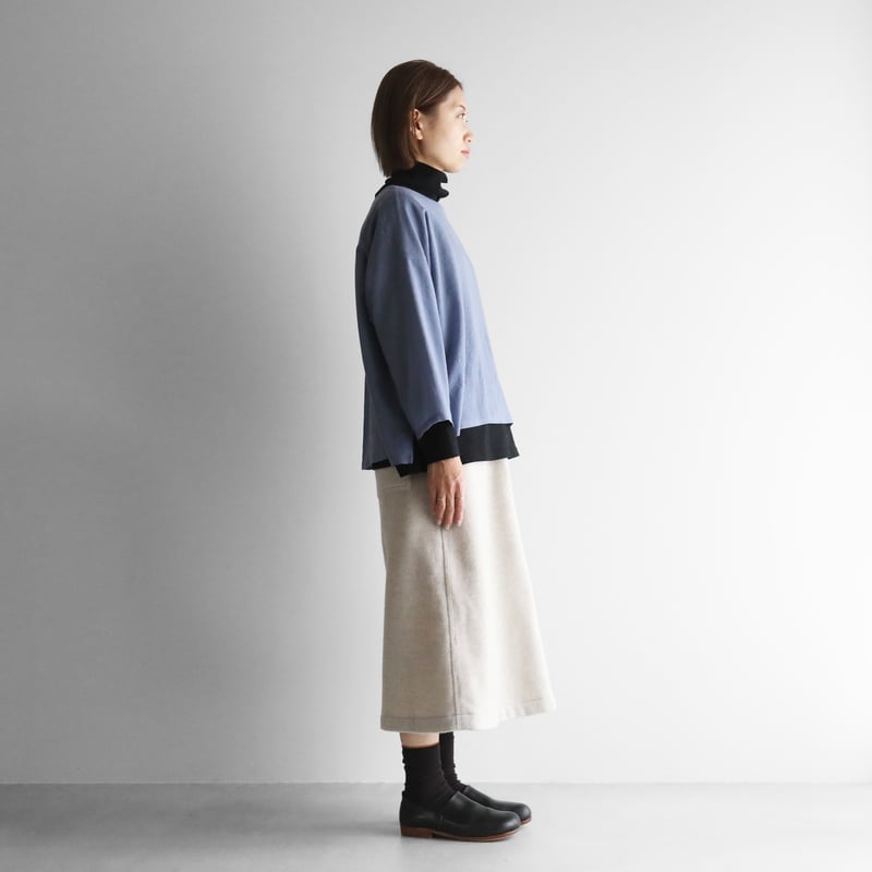 HUIS×尾州”縮絨ウールフランネルプレーンスカート HUIS.遠州織物 HUIS×尾州”縮絨ウールフランネルプレーンスカート U403リリースしま