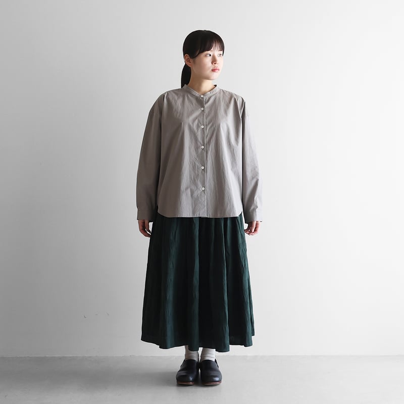 HUIS 柄二重織シャトルジャガードロングスカート（ダークグレー）U402 柄二重織シャトルジャガードロングスカート（ダークグリーン