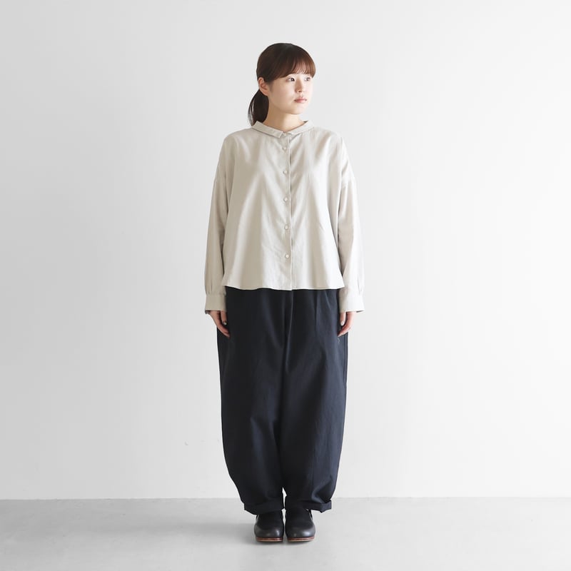 ウォッシャブルウールコットンバルーンパンツロング（ブラック）【ユニ