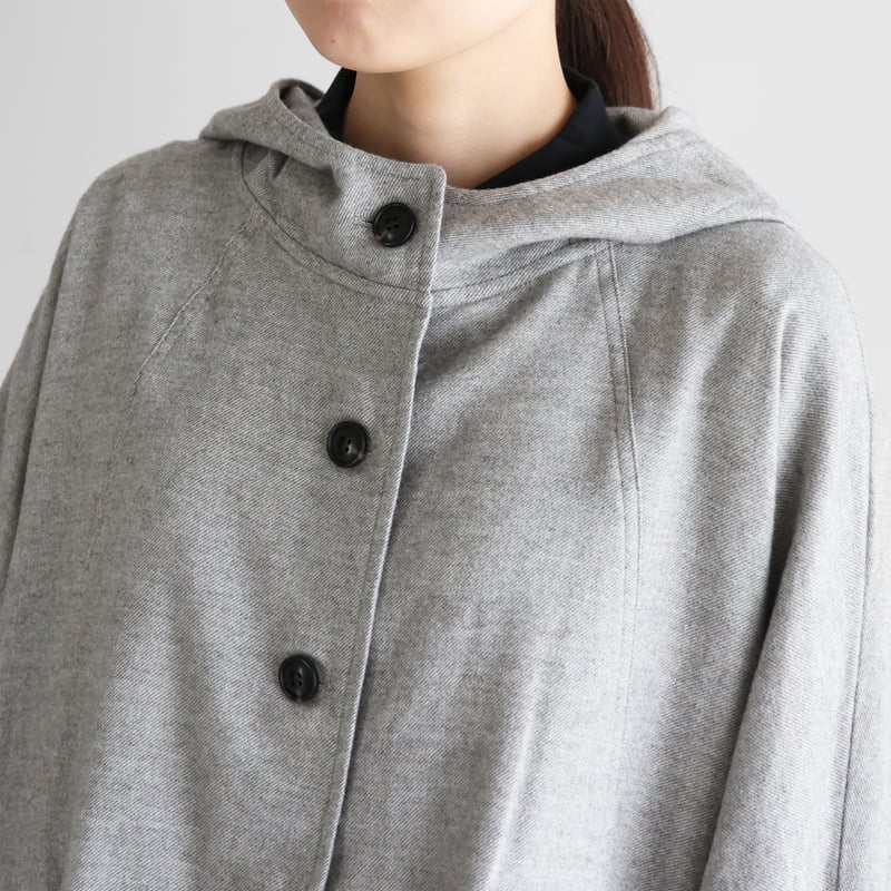 ヤクウール綾ネルポンチョ（ライトグレー）【レディス】315