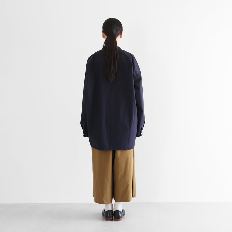 ばちばちタイプライタークロスバンドカラーオーバーシャツL（ダーク