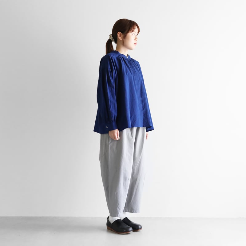コットンリネンバルーンスリーブワイドブラウス（フレンチネイビー  