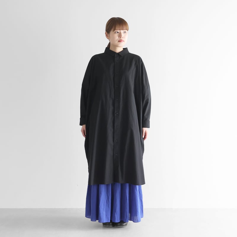 HUIS 遠州織物　ロングシャツ004 ブラック やわらかコットンロングシャツ 004が再入荷しました／ – HUIS