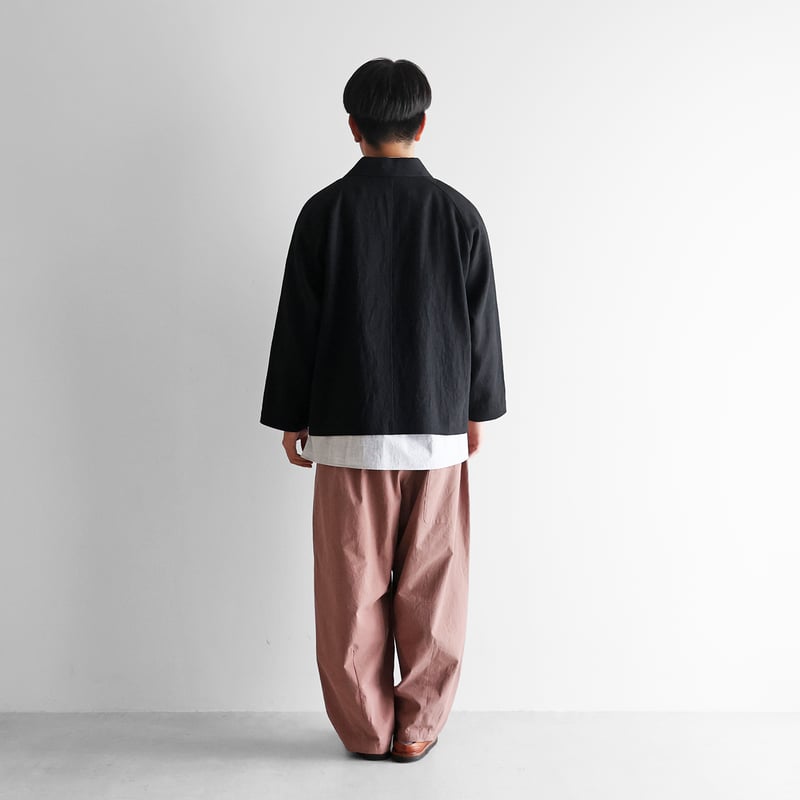 オールドレピア天日干しラミーリネンショートコート（ブラック）【ユニ 