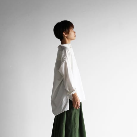 スヴィンオックスフォードバンドカラーオーバーシャツ（きなり）【ユニセックス】015