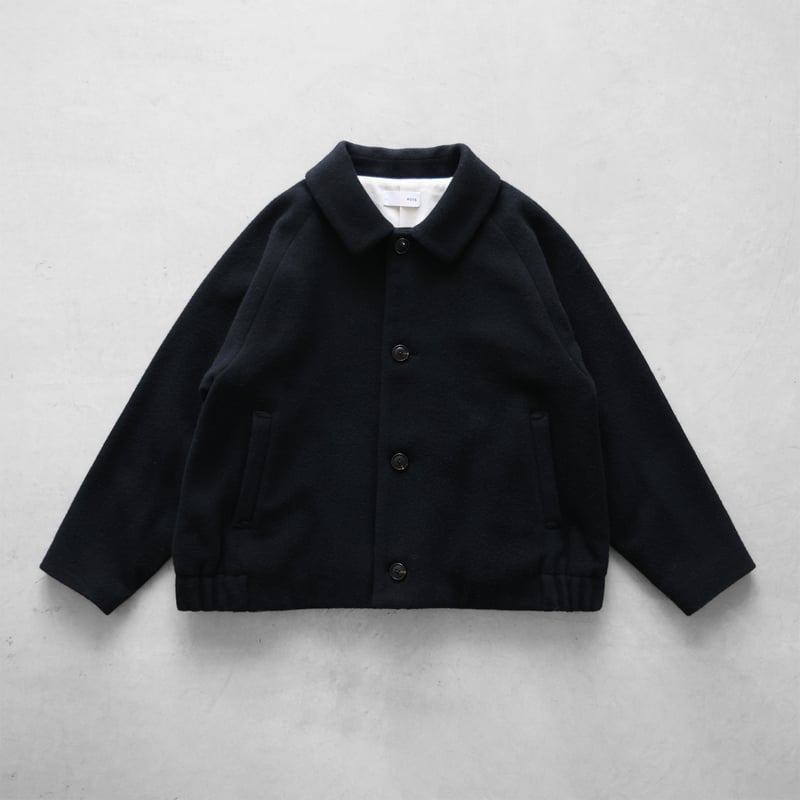 HUIS×尾州”縮絨ウールフランネルショートコート（ブラック）【ユニ