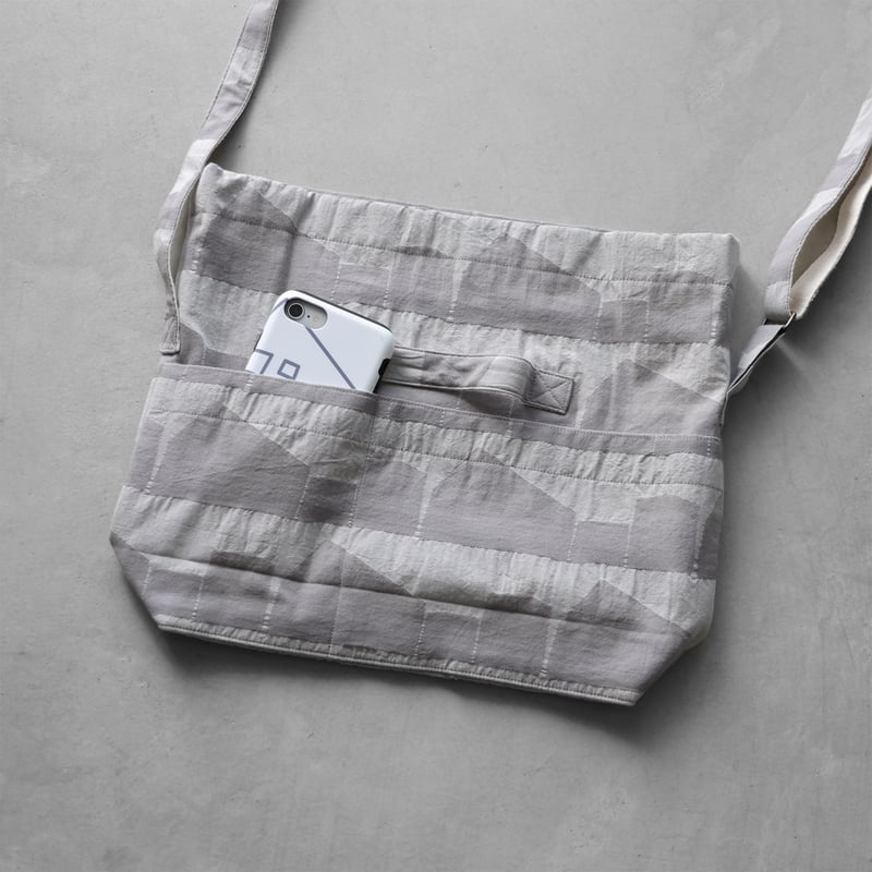 先染め朱子織シャトルジャガード2WAYミニショルダーバッグ（ライト