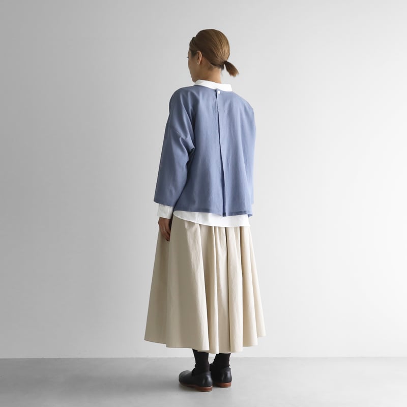 ウォッシャブルウールワイドプルオーバー（グレイッシュブルー