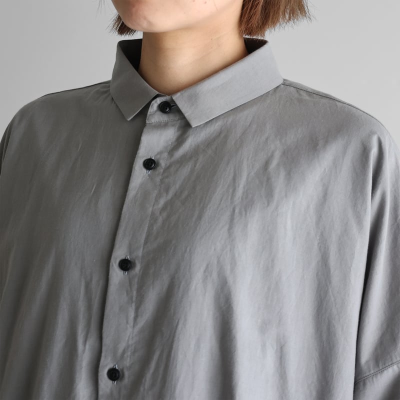 新品タグ付✨️MHL. コットンリネンシャツ L グレー サイズIII 3 コットンリネンロングシャツ（グレー）【ユニセックス】016 | HUIS