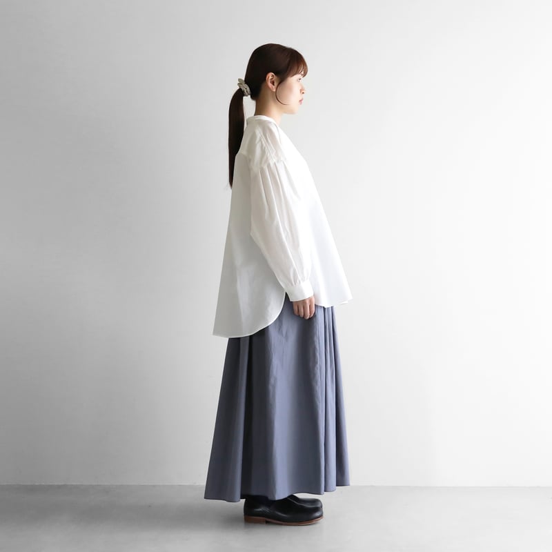 オーガニックコットンバルーンスリーブブラウス(白)【レディス オーガニックコットンバルーンスリーブブラウス(白)【レディス