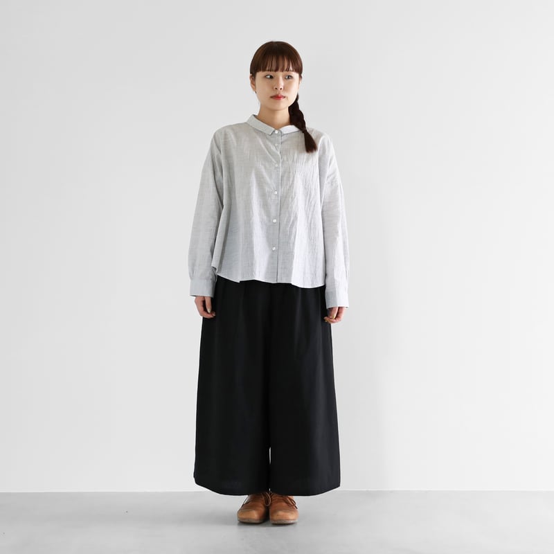 やわらかシーチングコットンスカートパンツ（ブラック