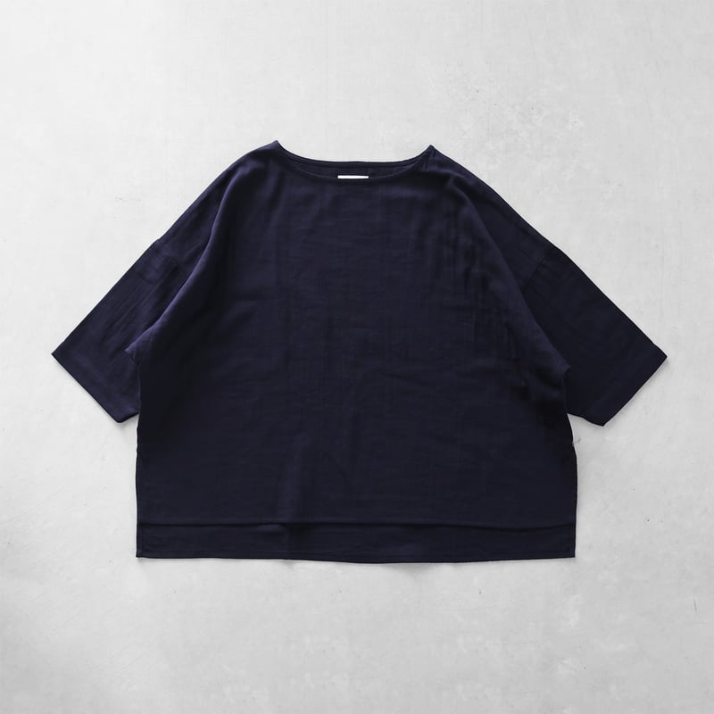 シャトルダブルガーゼワイドプルオーバ（ダークネイビー）【レディス