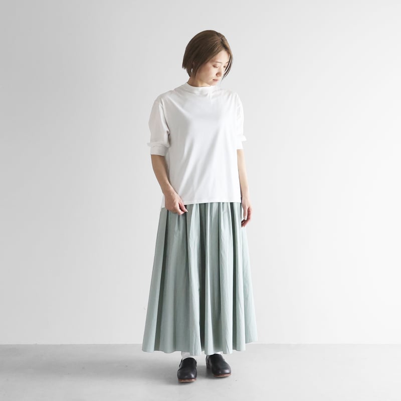 HUIS in house］SUVIN COTTON5分袖リブカットソー（白