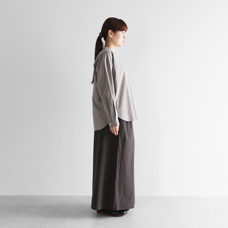 HUIS やわらかコットンスカートパンツ　505 遠州織物 やわらかコットン／スカートパンツ 505／オリーブ（ユニセックス