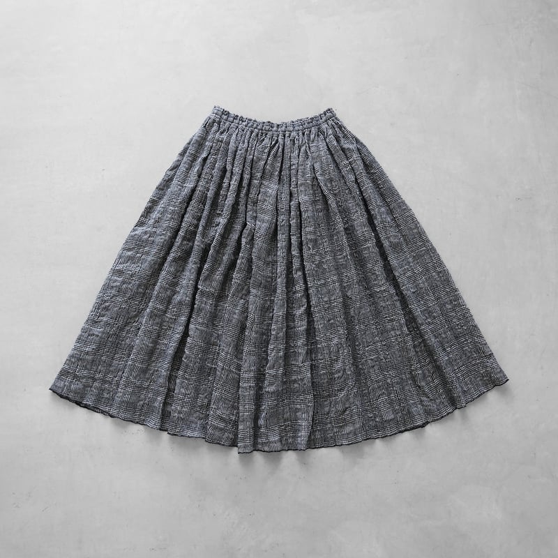 HUIS×尾州”縮絨綿ウールガーゼロングスカート（グレンチェック
