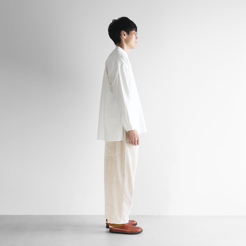 スヴィンオックスフォードバンドカラーオーバーシャツL（きなり