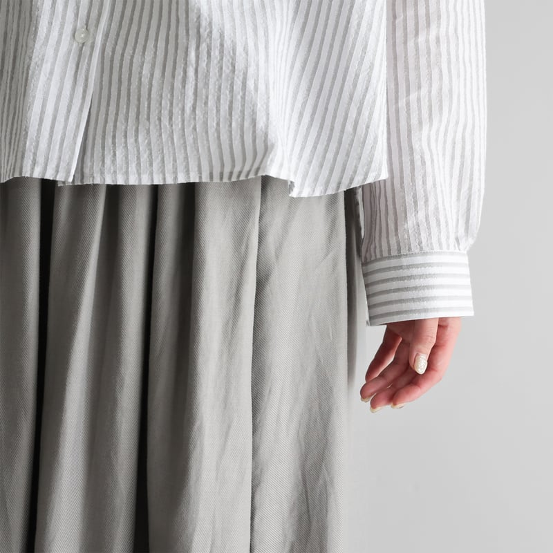 フランス綾ロングスカート（アッシュグレー）【レディス】U402 | HUIS