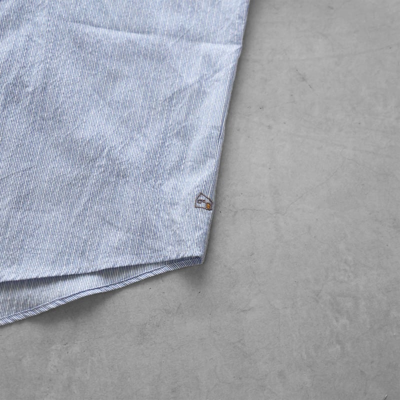 8分袖コードレーンバンドカラーブラウス（ブルー）【レディス】U112