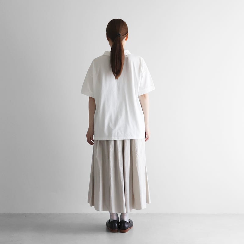 HUIS 　SUVIN COTTON半袖ポロカットソー HUIS in house］SUVIN COTTON半袖ポロカットソー（ホワイト