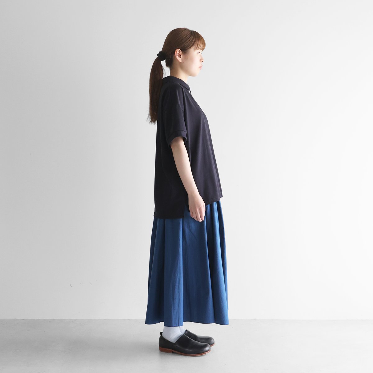 HUIS in house］SUVIN COTTON半袖ポロカットソー（ダークネイビー）【レ