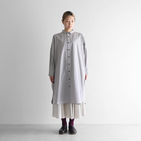 ギザコットンブロードロングシャツ（シルバーグレー）【ユニセックス】016