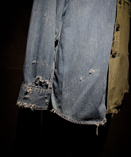 Split Rebuild Vintage Military Denim Shirt