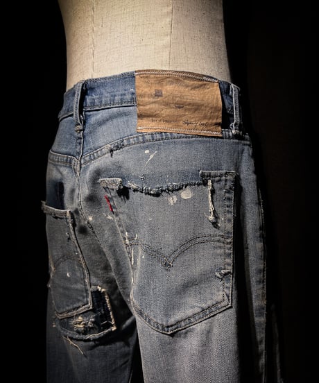 Vintage Damage Repair Light Wash Denim Pants