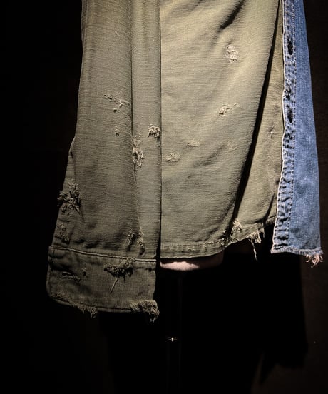50/50 Split Rebuild Vintage Denim/70's Military Shirt