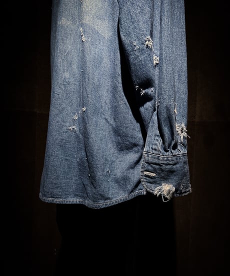 Vintage damage Indigo Work Denim Shirt
