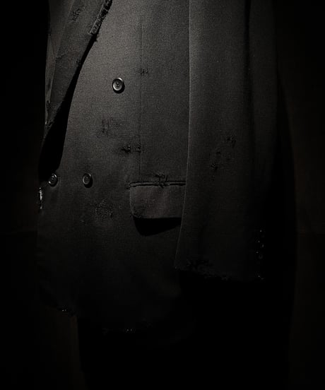 Distressed Double-Breasted Tailored Jacket