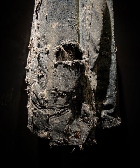 Hard damage & paint vintage denim coverall jacket