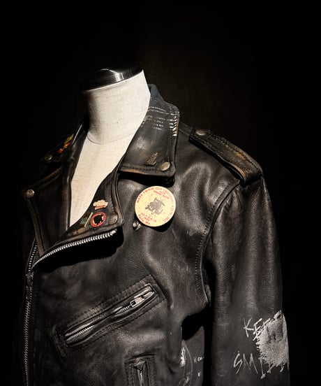 Vintage Leather Biker Custom Double Riders Jacket with Vintage Badges